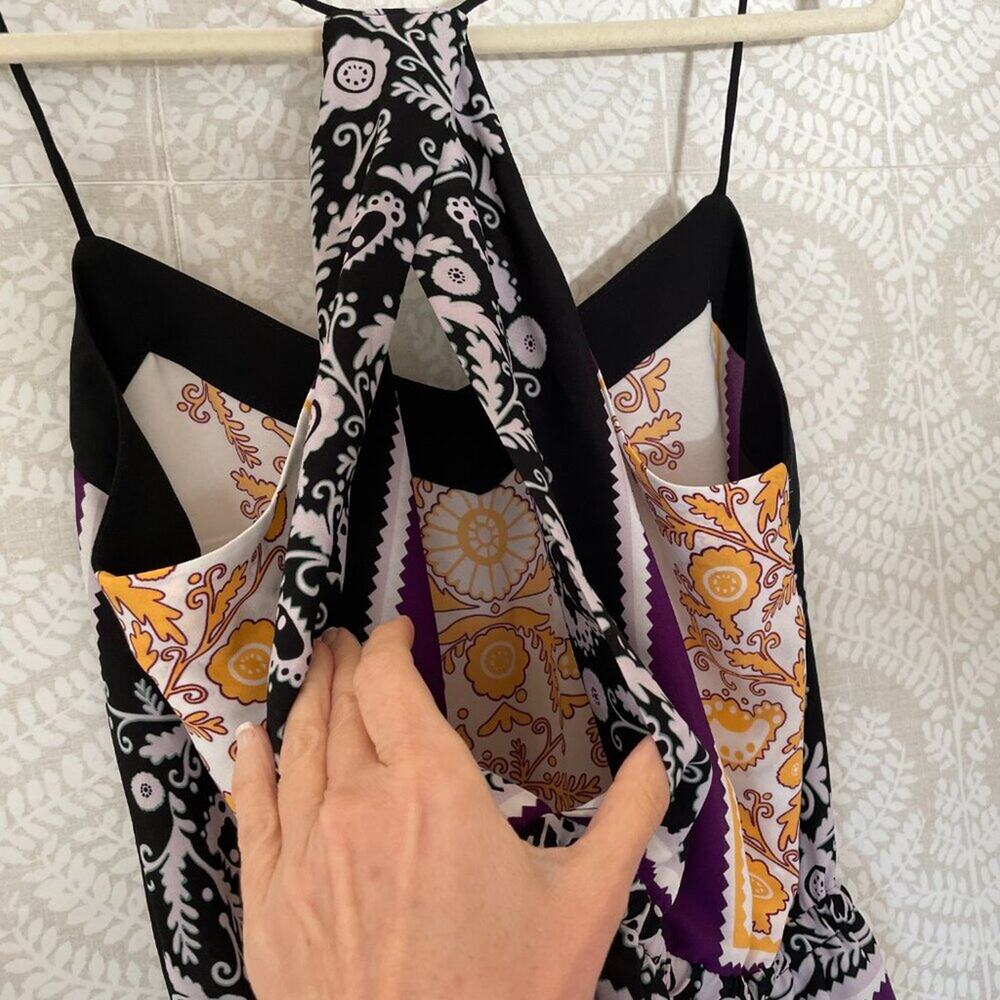 Eva Mendes Satin Floral Silk Scarf Print Cami, Boho, Colorful, Size M - Picture 9 of 12